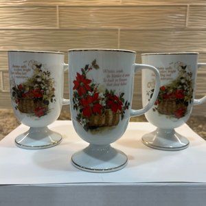 Christmas Pedestal Mugs Robert Fobear Four Seasons Collection